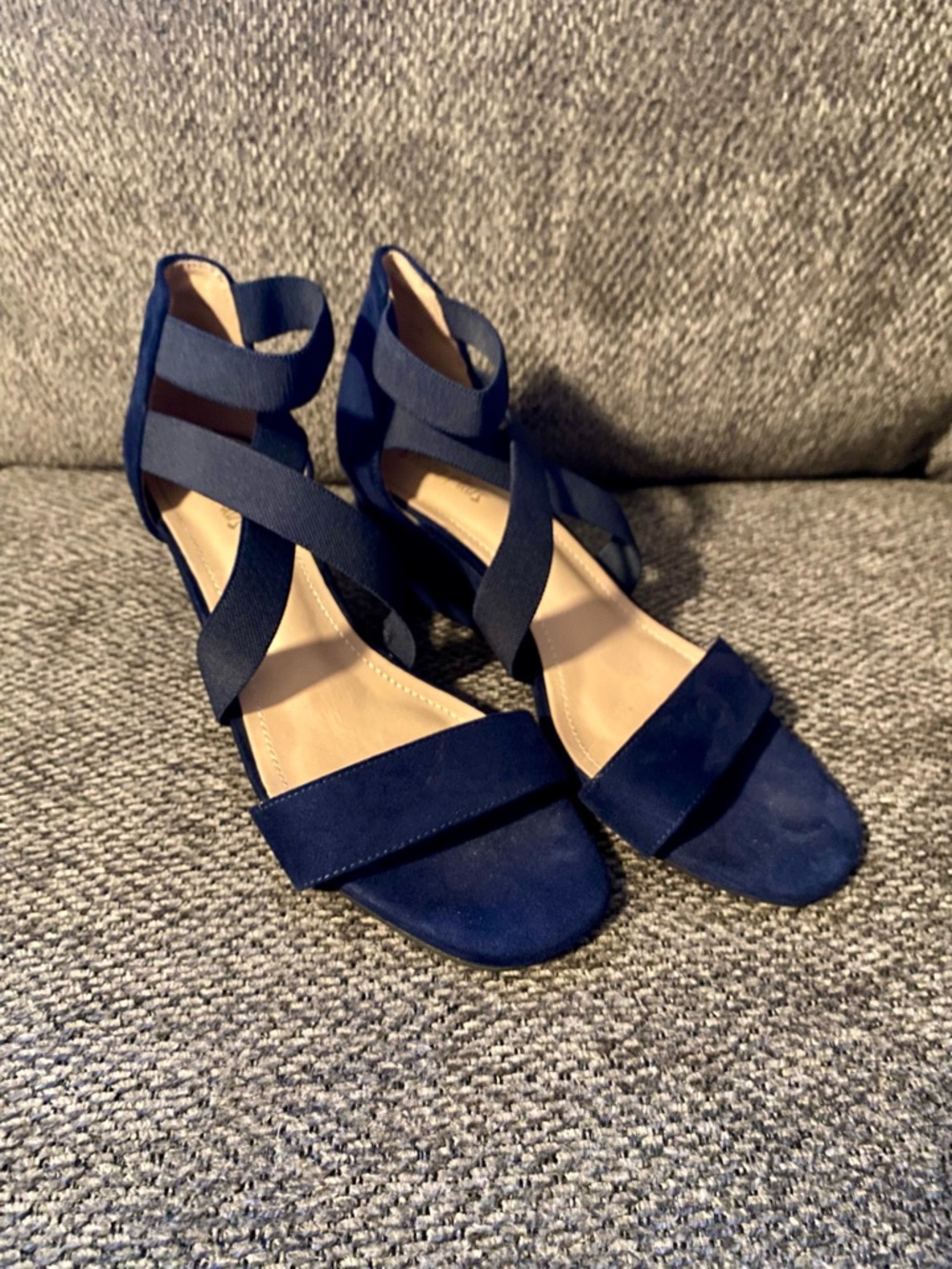 Dream Pairs Navy Crisscross Block Heel Sandals